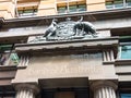 Old Sculpture Australia coat of arms at facade of Commonwealth bank of Australia at Martin place.